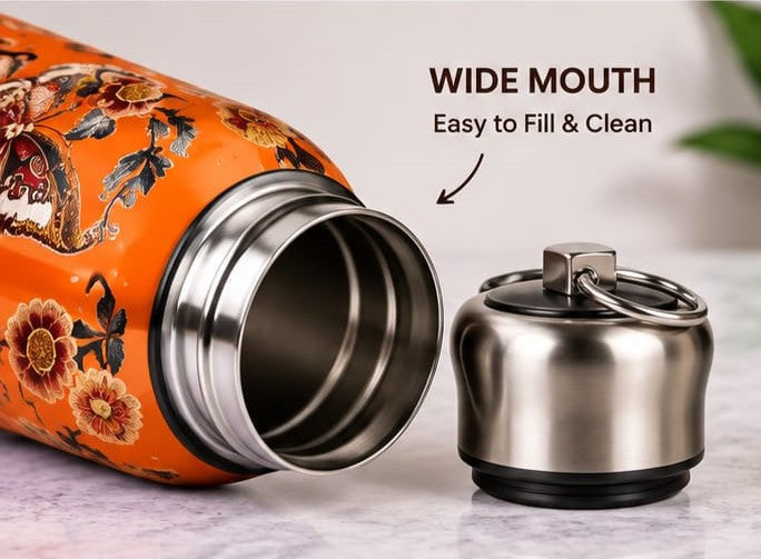 Premium Stainless Steel Butterfly Floral Water Bottle