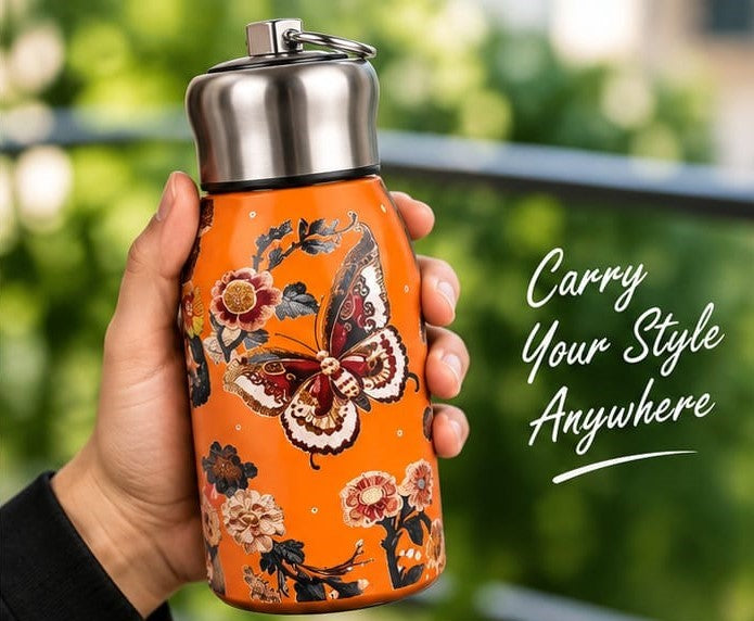 Premium Stainless Steel Butterfly Floral Water Bottle