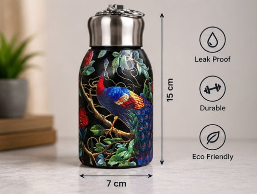 Peacock Print Stainless Steel Water Bottle