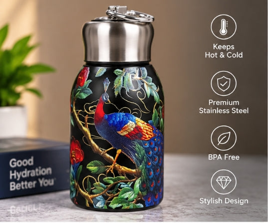 Peacock Print Stainless Steel Water Bottle